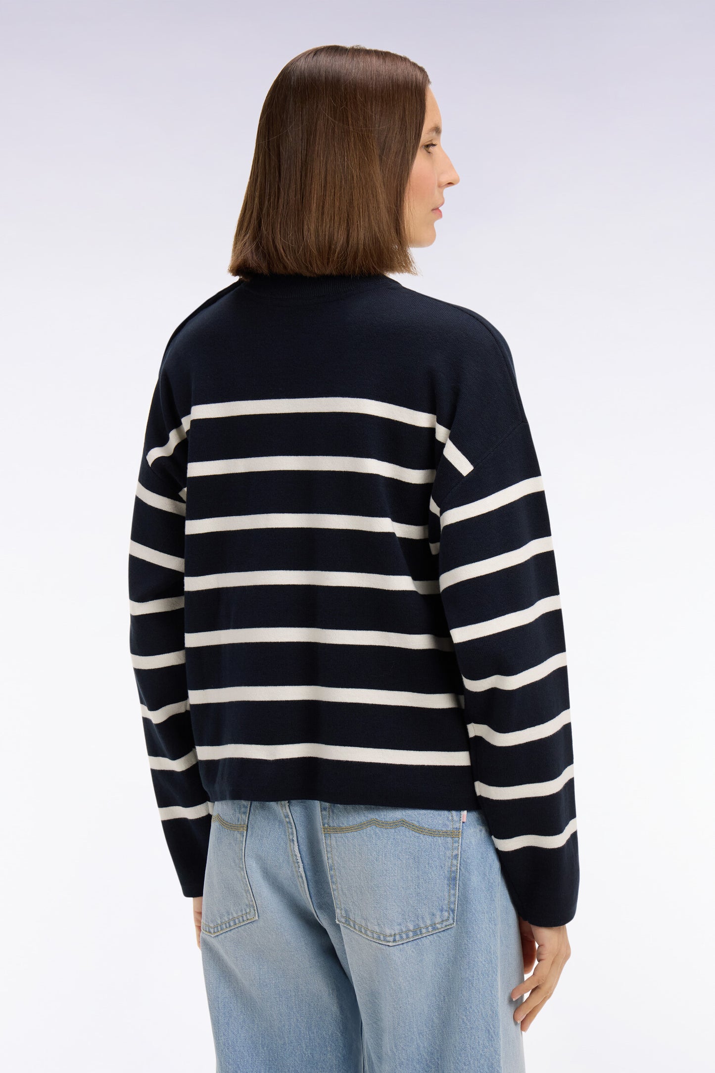 Pull marinière en coton milano marine coupe oversized