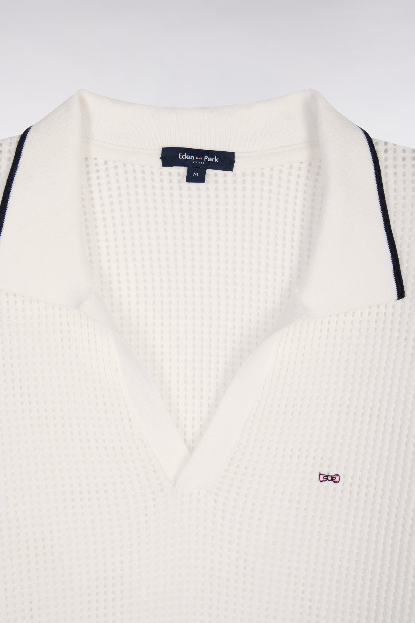 Pull col polo en coton blanc