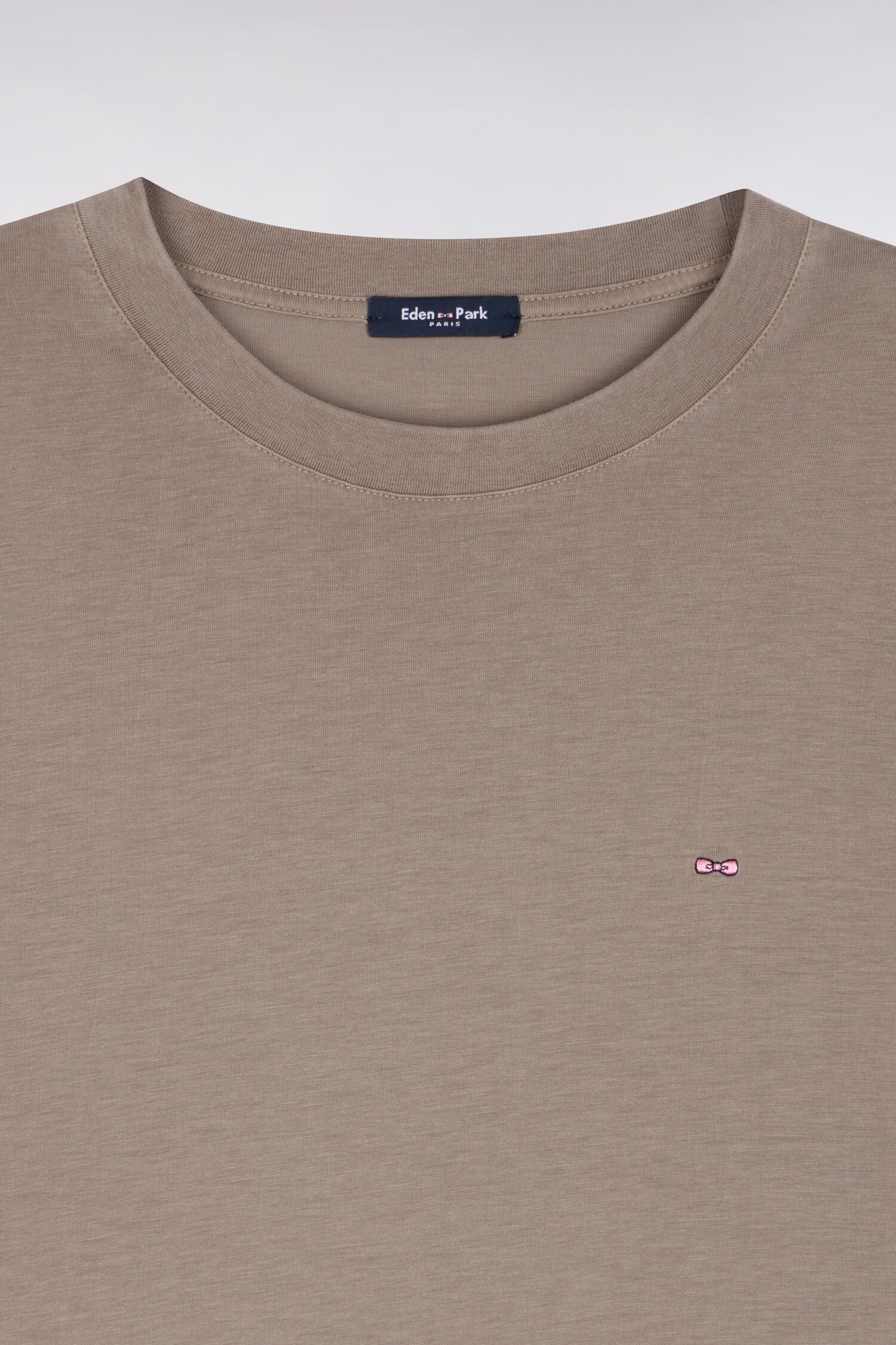 Robe T-shirt en lyocell et coton beige coupe droite