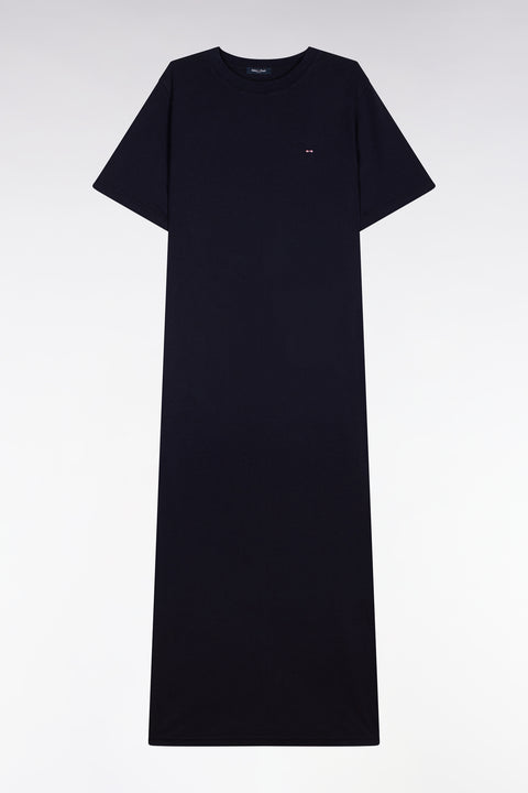 Robe T-shirt en lyocell et coton marine coupe droite - Image 2