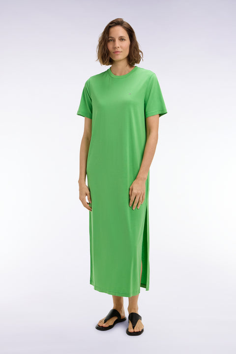 Robe T-shirt en lyocell et coton vert coupe droite - Image 3