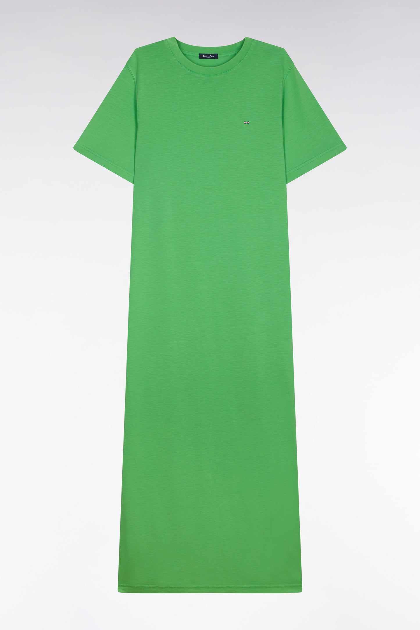 Green straight cut lyocell and cotton T-shirt dress
