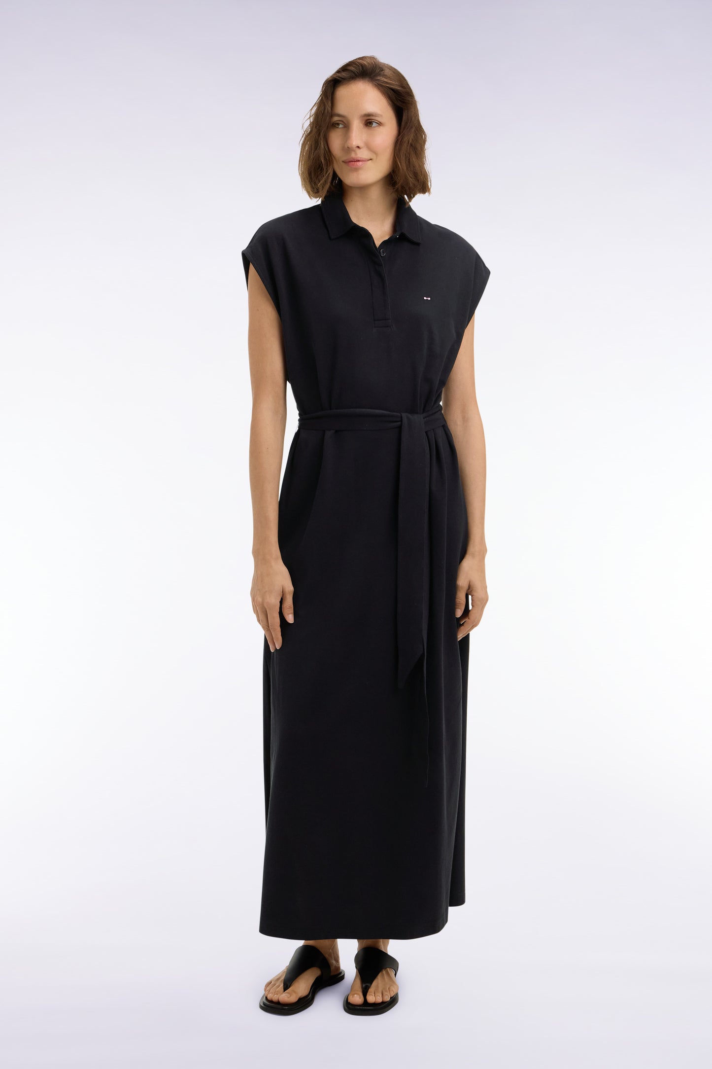 Robe maillot sans manches en coton noir coupe oversized