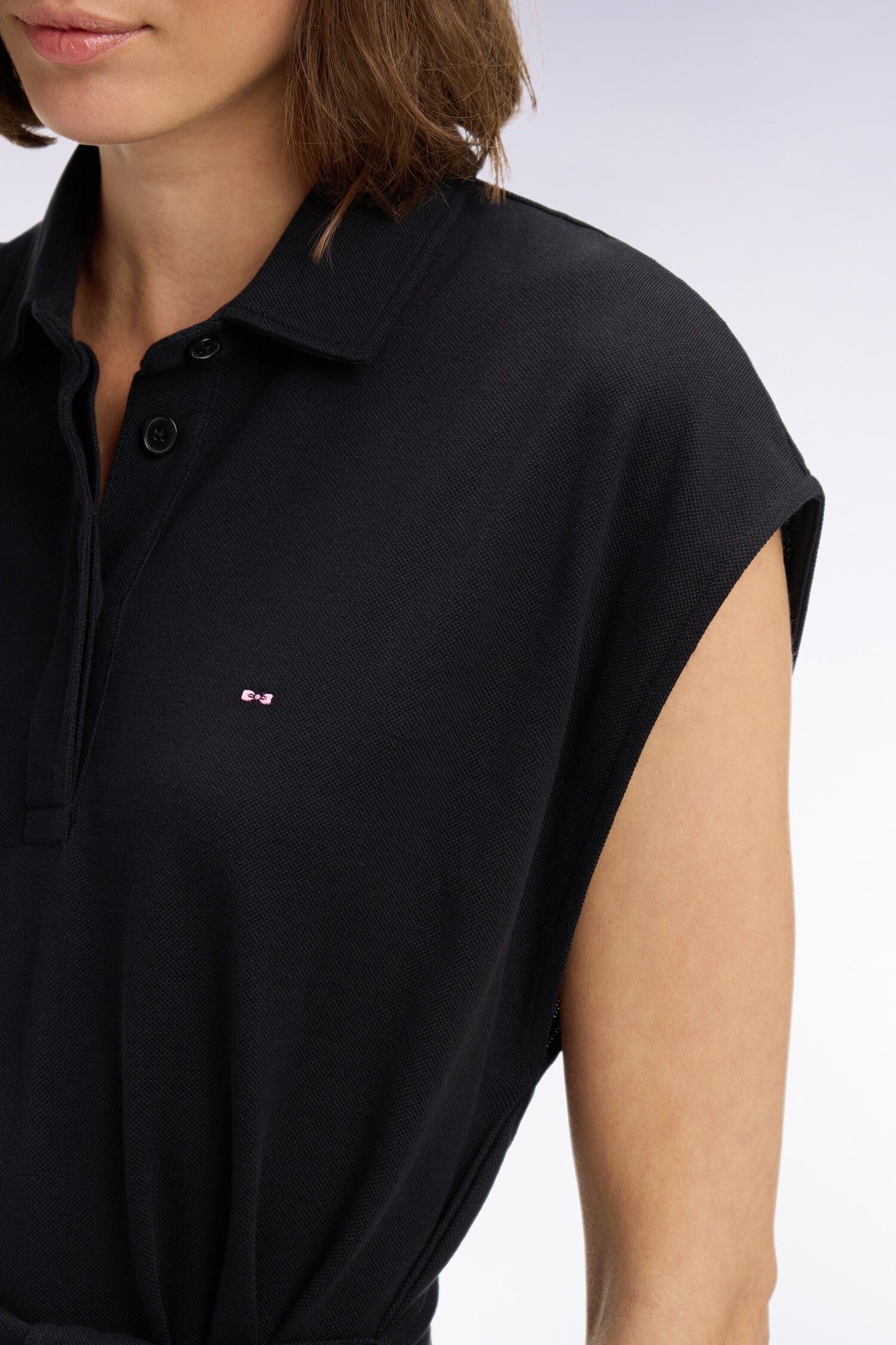 Robe maillot sans manches en coton noir coupe oversized