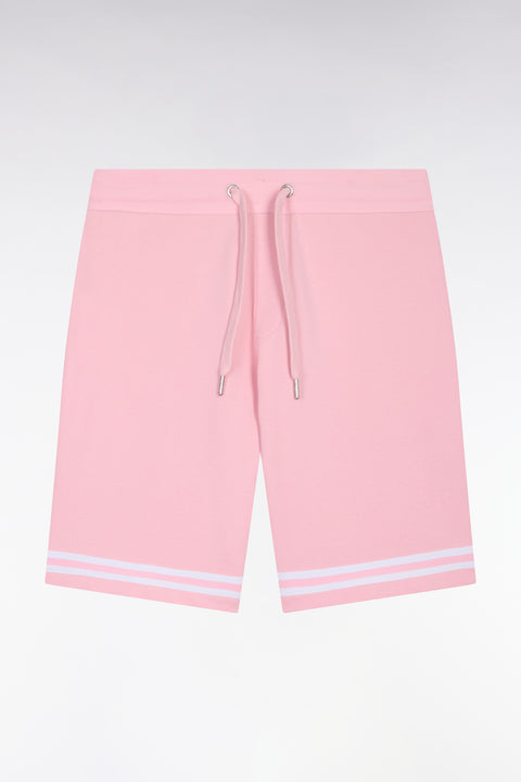 Short en molleton rose à bordures de jambe rayées - Image 2