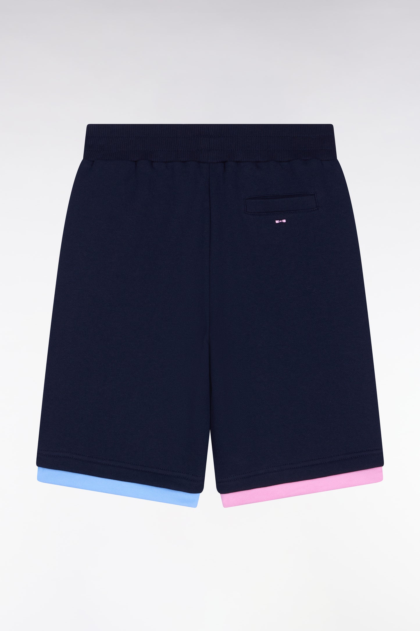 Short en molleton coton marine bicolore