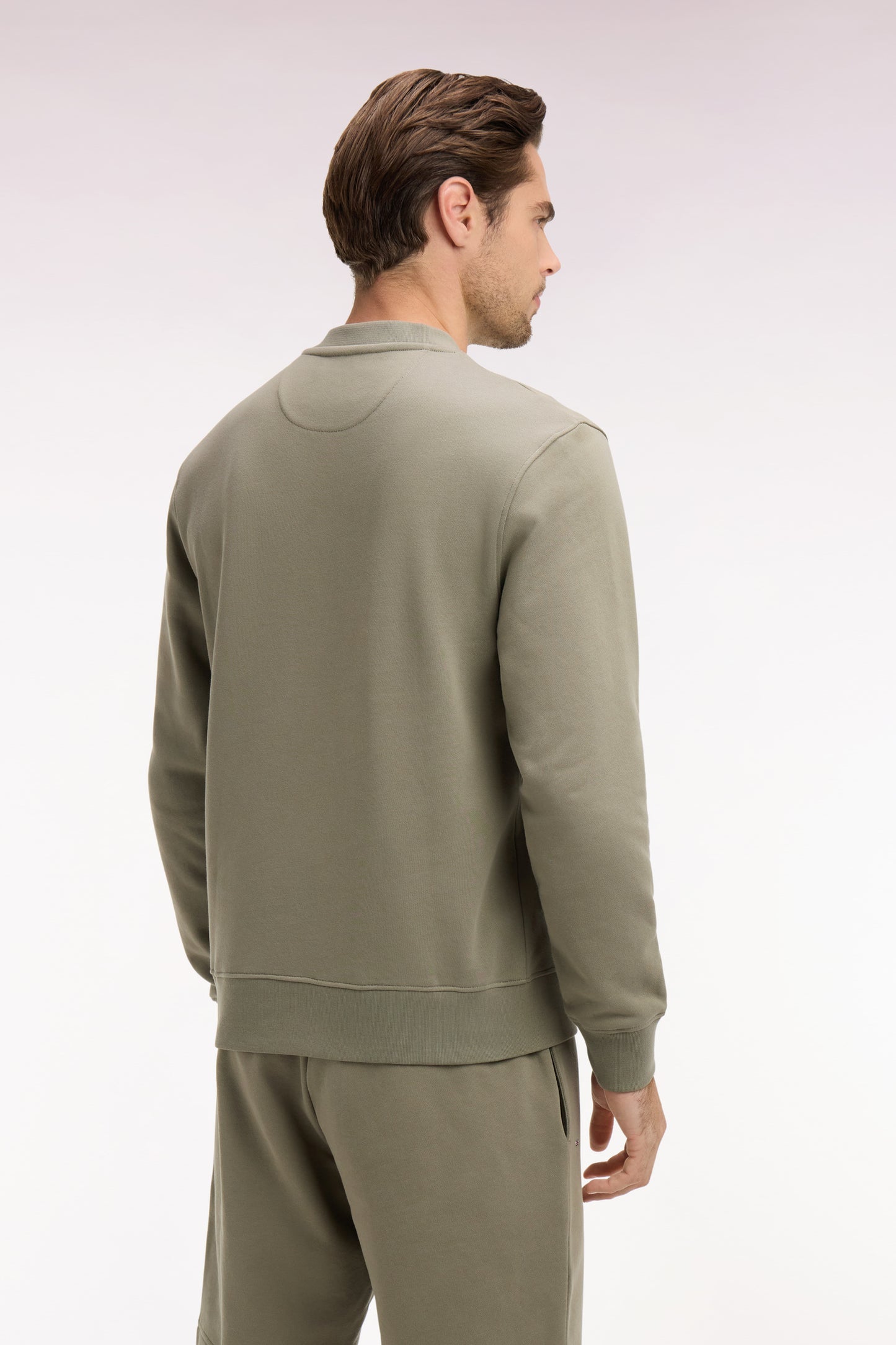 Sweatshirt uni en molleton coton kaki