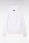Sweatshirt zippé à capuche en molleton coton blanc