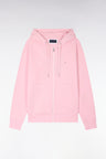 Sweatshirt zippé à capuche en molleton coton rose
