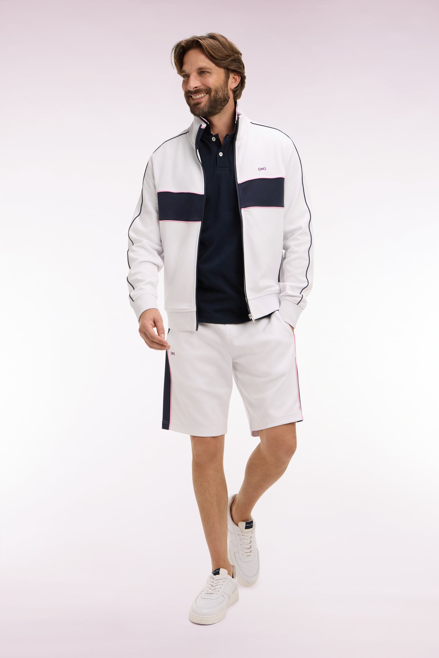 Sweatshirt zippé en molleton blanc