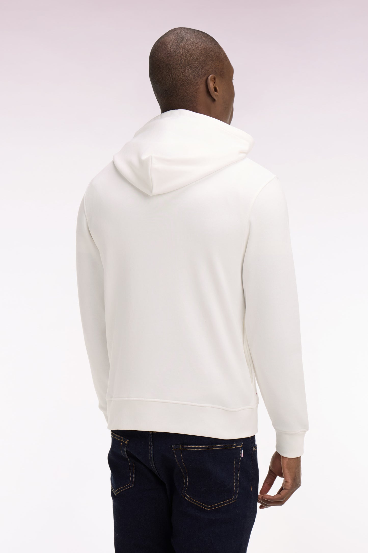Ecru embroidered hooded sweatshirt