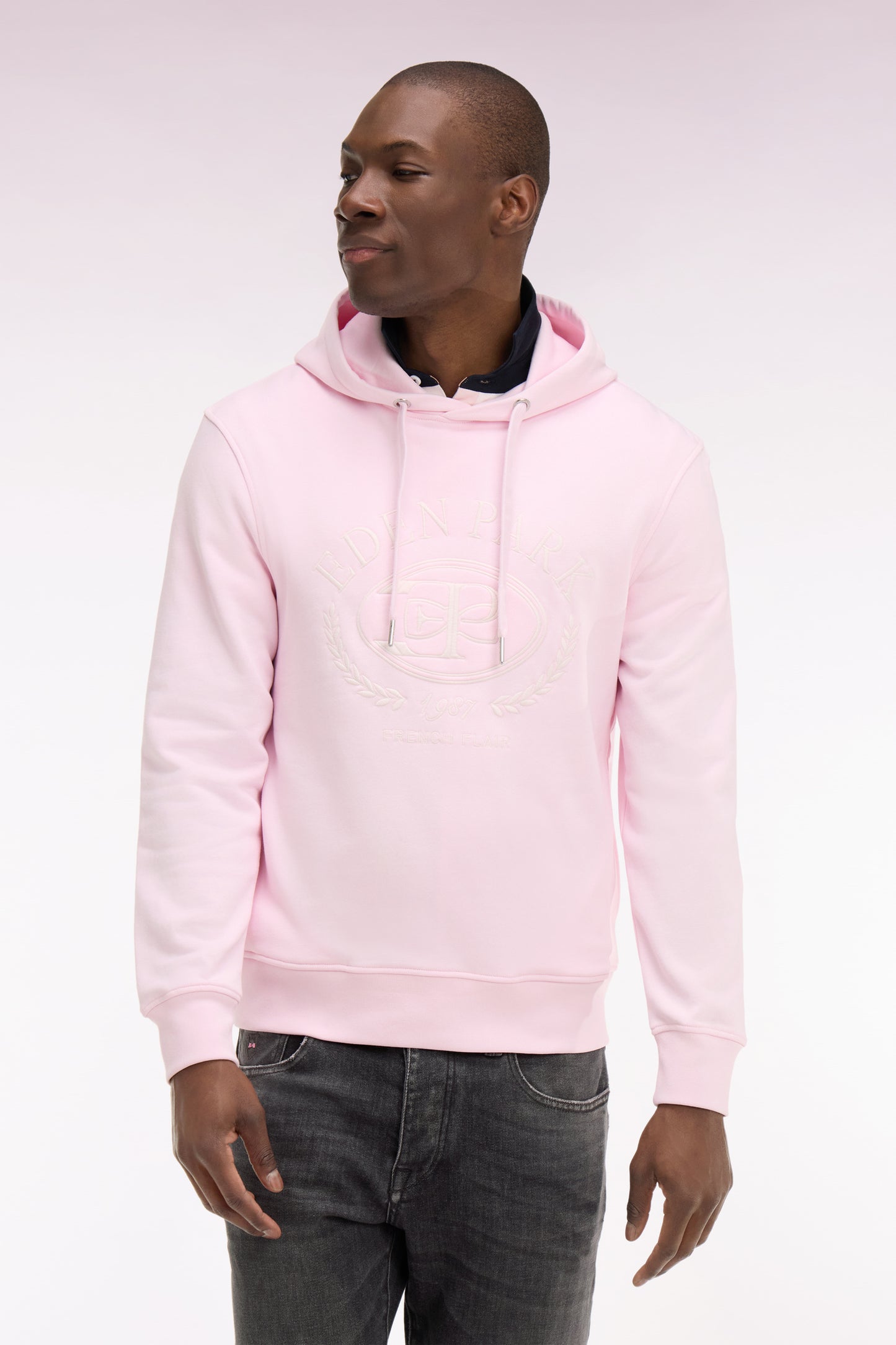 Pink embroidered hoodie