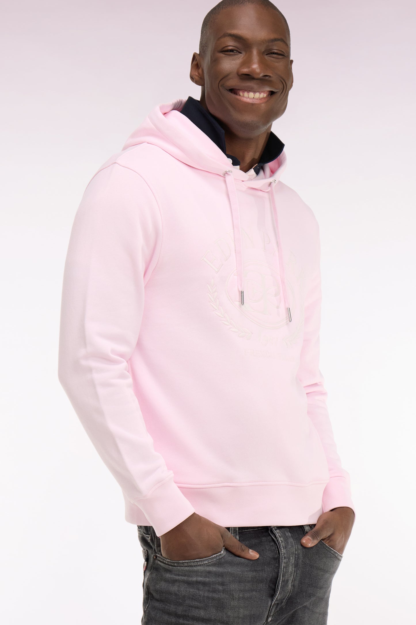 Pink embroidered hoodie