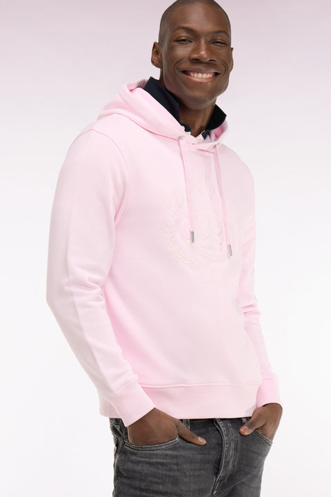 Sweatshirt à capuche brodé rose - Image 1