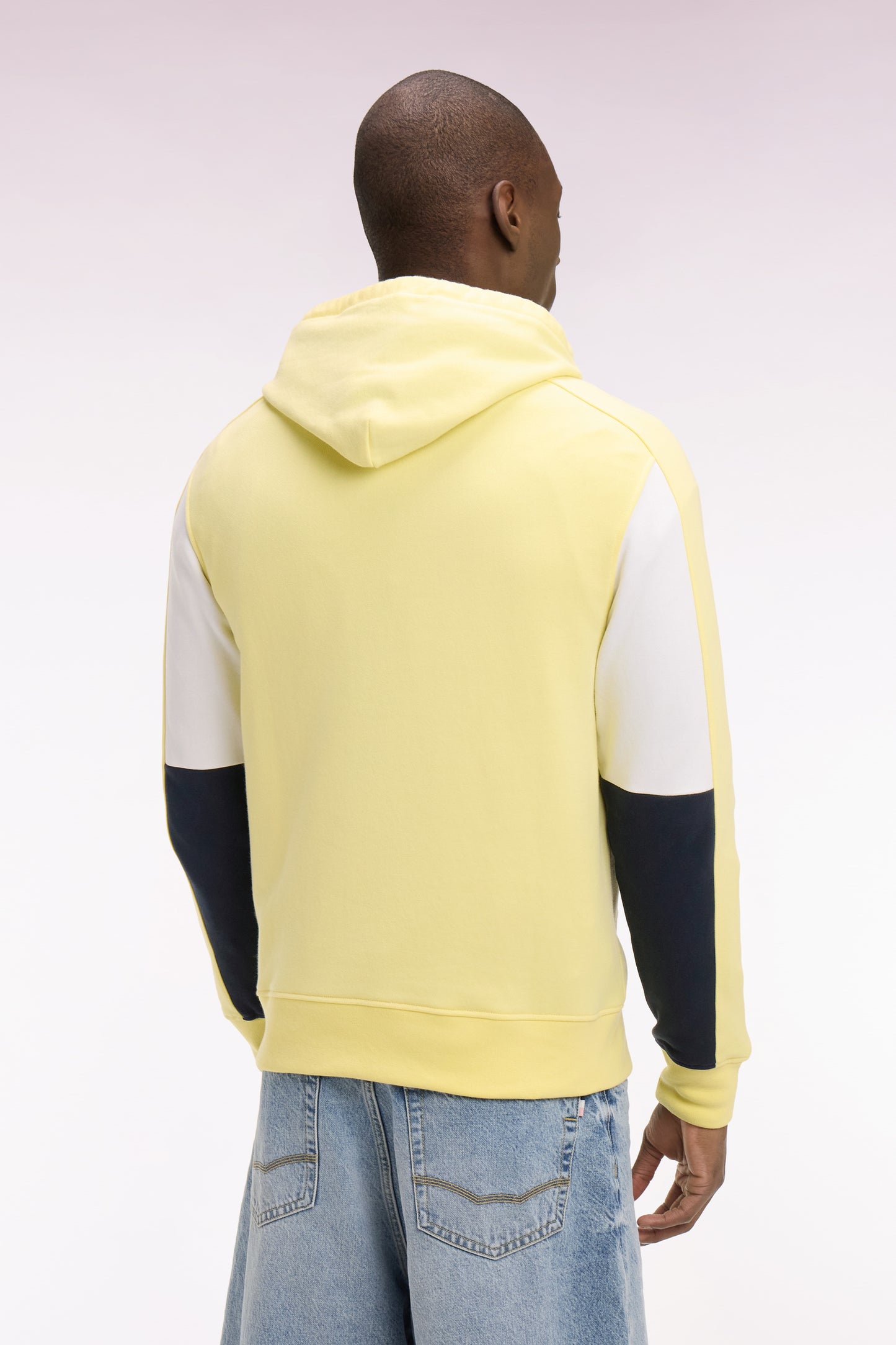 Sweatshirt à capuche en molleton coton jaune brodé