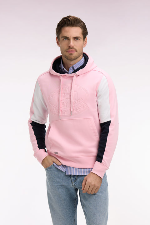 Sweatshirt à capuche en molleton coton rose brodé - Image 3