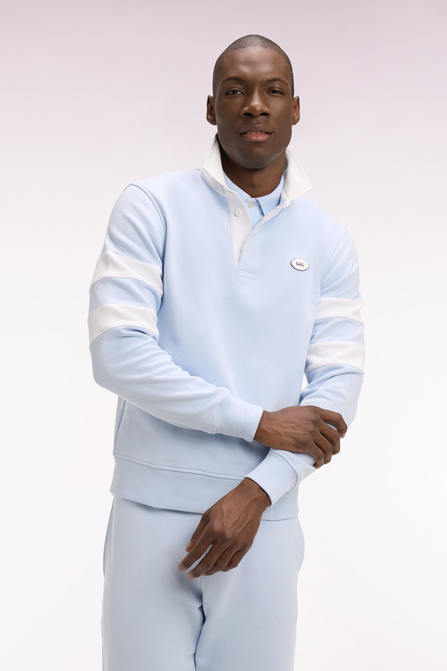Sweatshirt col maillot en molleton ciel coupe regular