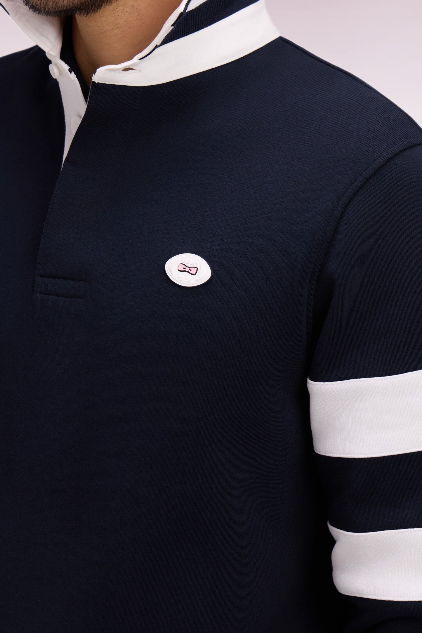 Regular fit navy fleece jersey collar sweatshirt