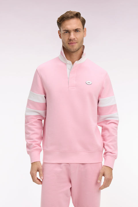 Sweatshirt col maillot en molleton rose coupe regular - Image 3