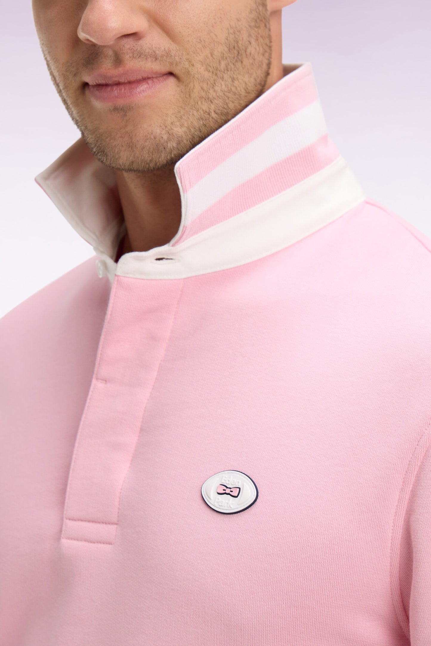 Regular fit pink fleece jersey collar sweatshirt