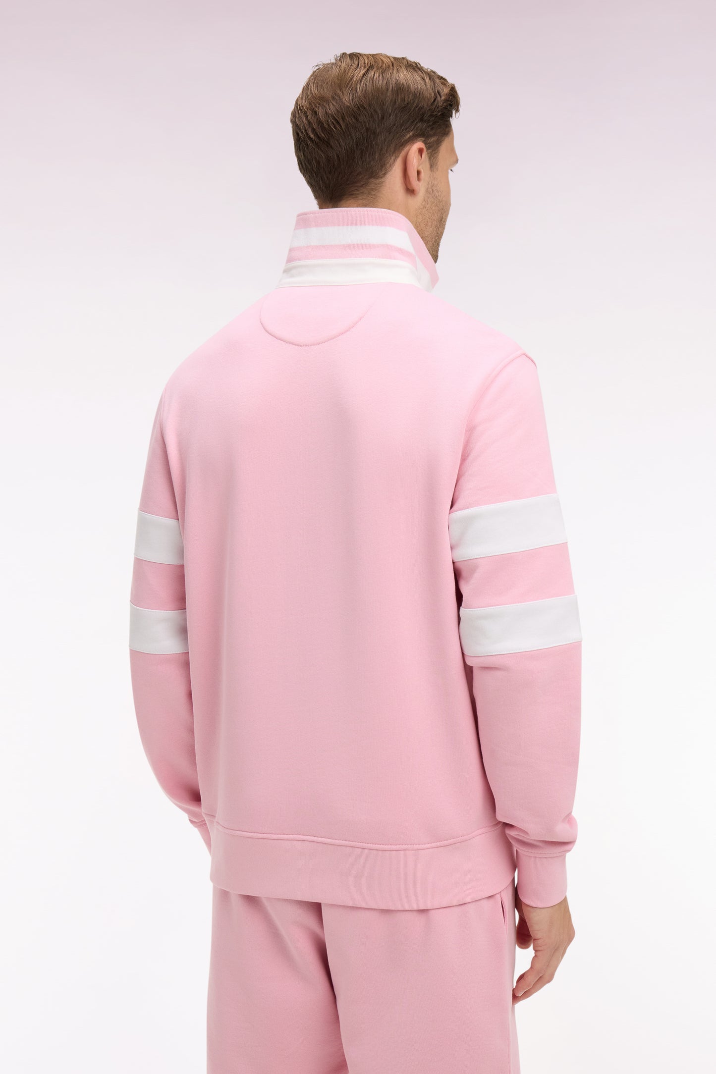 Regular fit pink fleece jersey collar sweatshirt