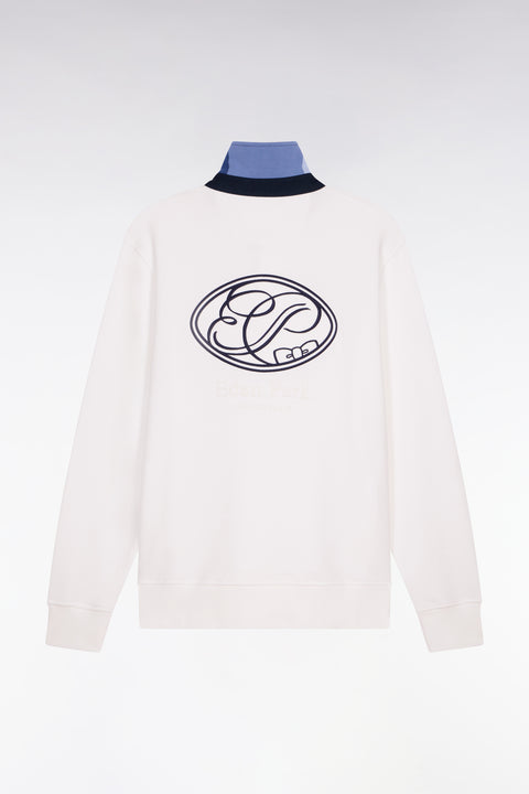 Regular fit jersey collar sweatshirt in embroidered ecru fleece - Image 2