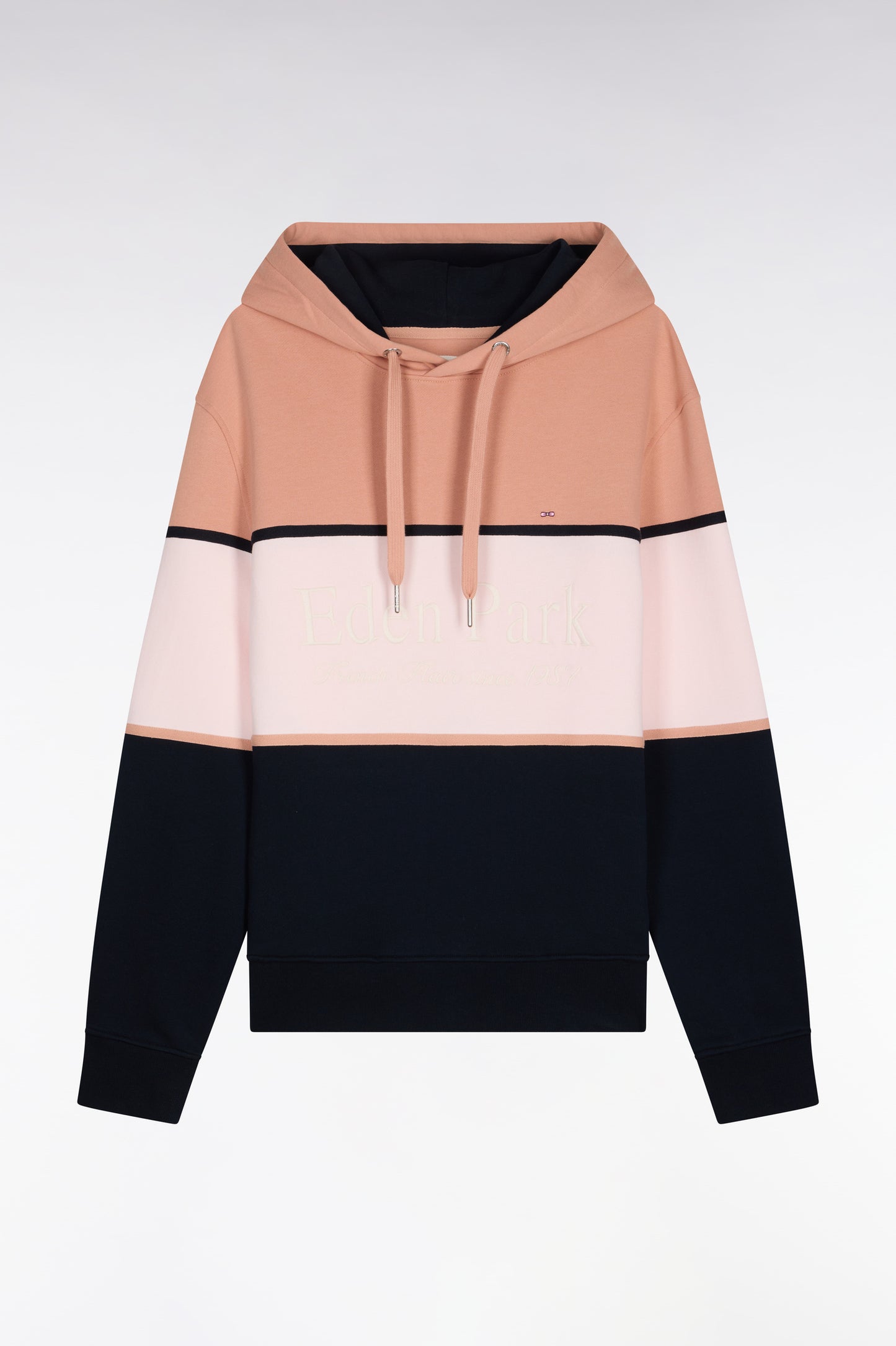 Regular fit pink hooded sweatshirt with embroidered pastel cutouts