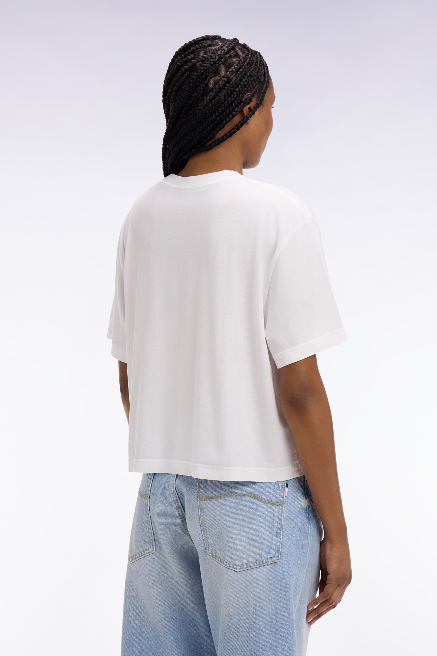 Short-sleeved white lyocell and cotton t-shirt with oversized cut