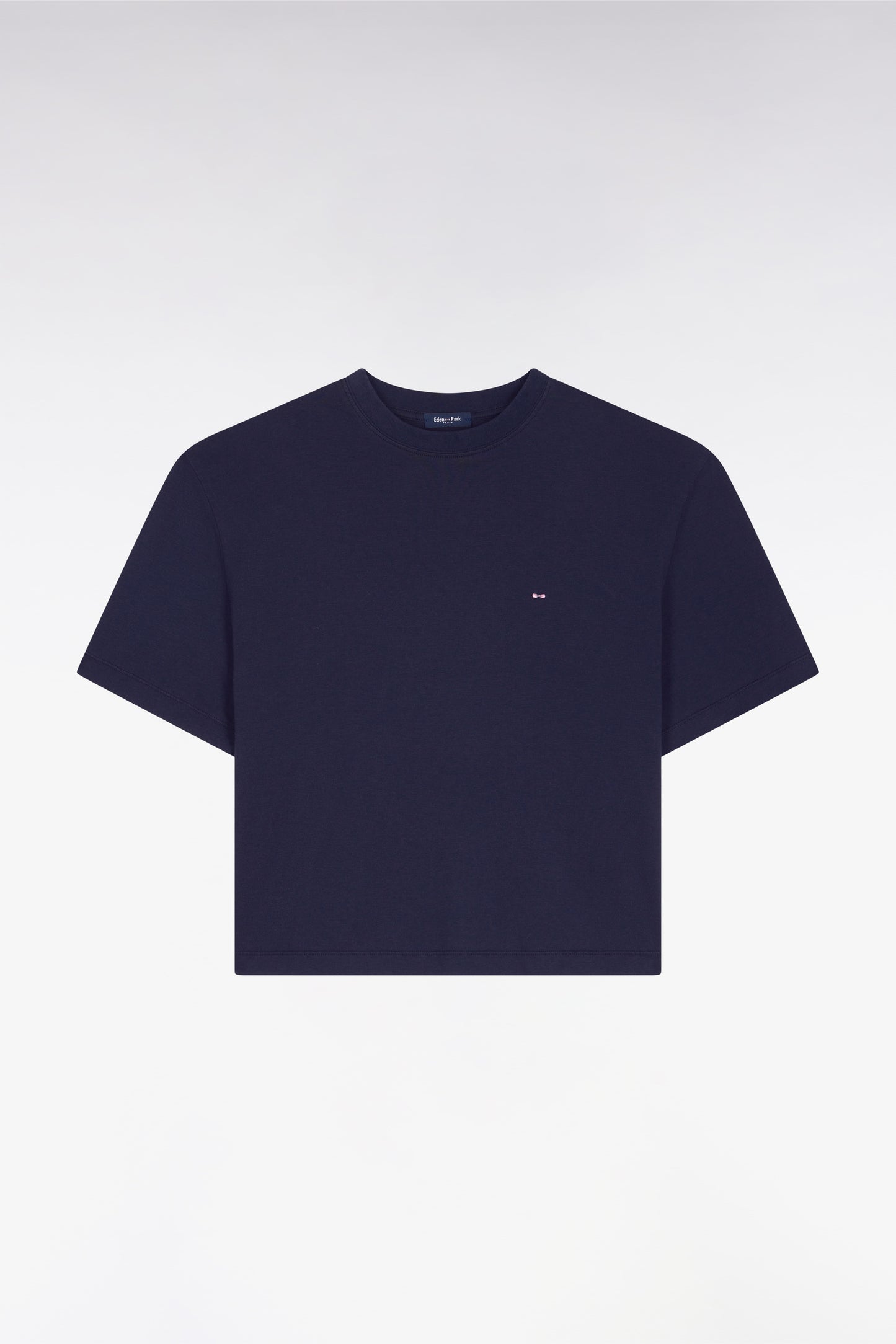 Short-sleeved t-shirt in navy lyocell and cotton oversized cut