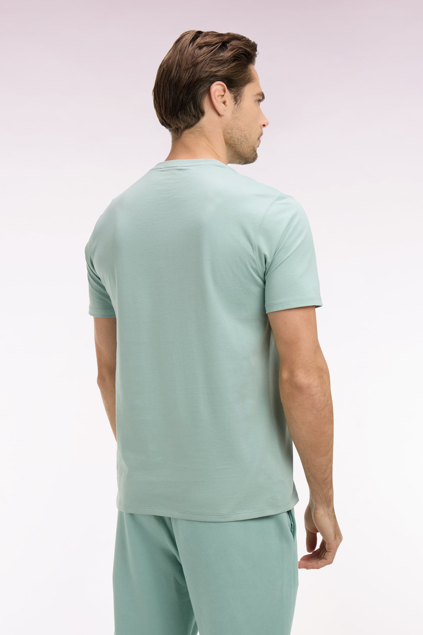 T-shirt à manches courtes en coton Pima vert d'eau coupe regular