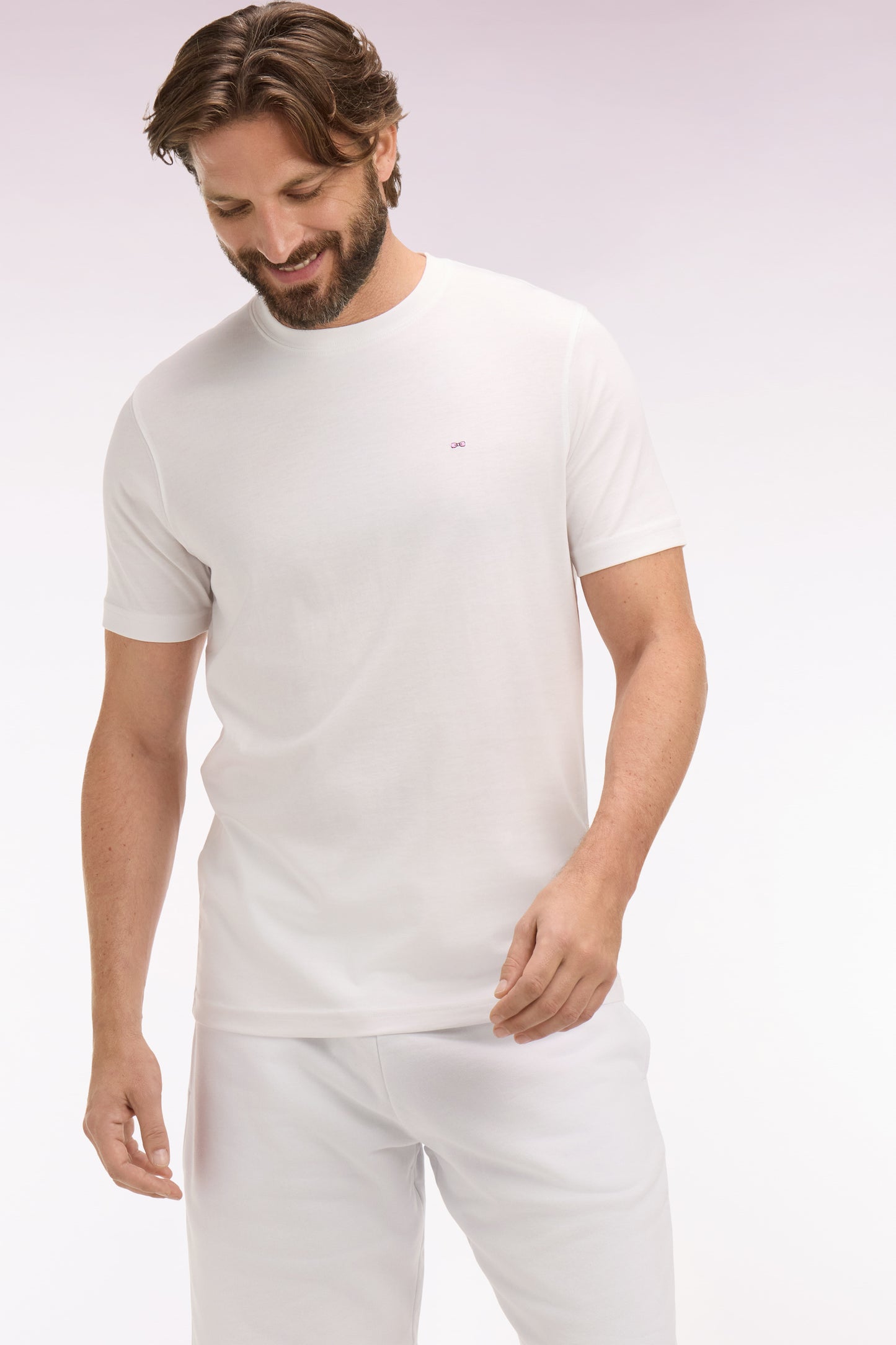 White Pima cotton short-sleeved T-shirt with regular fit embroidery