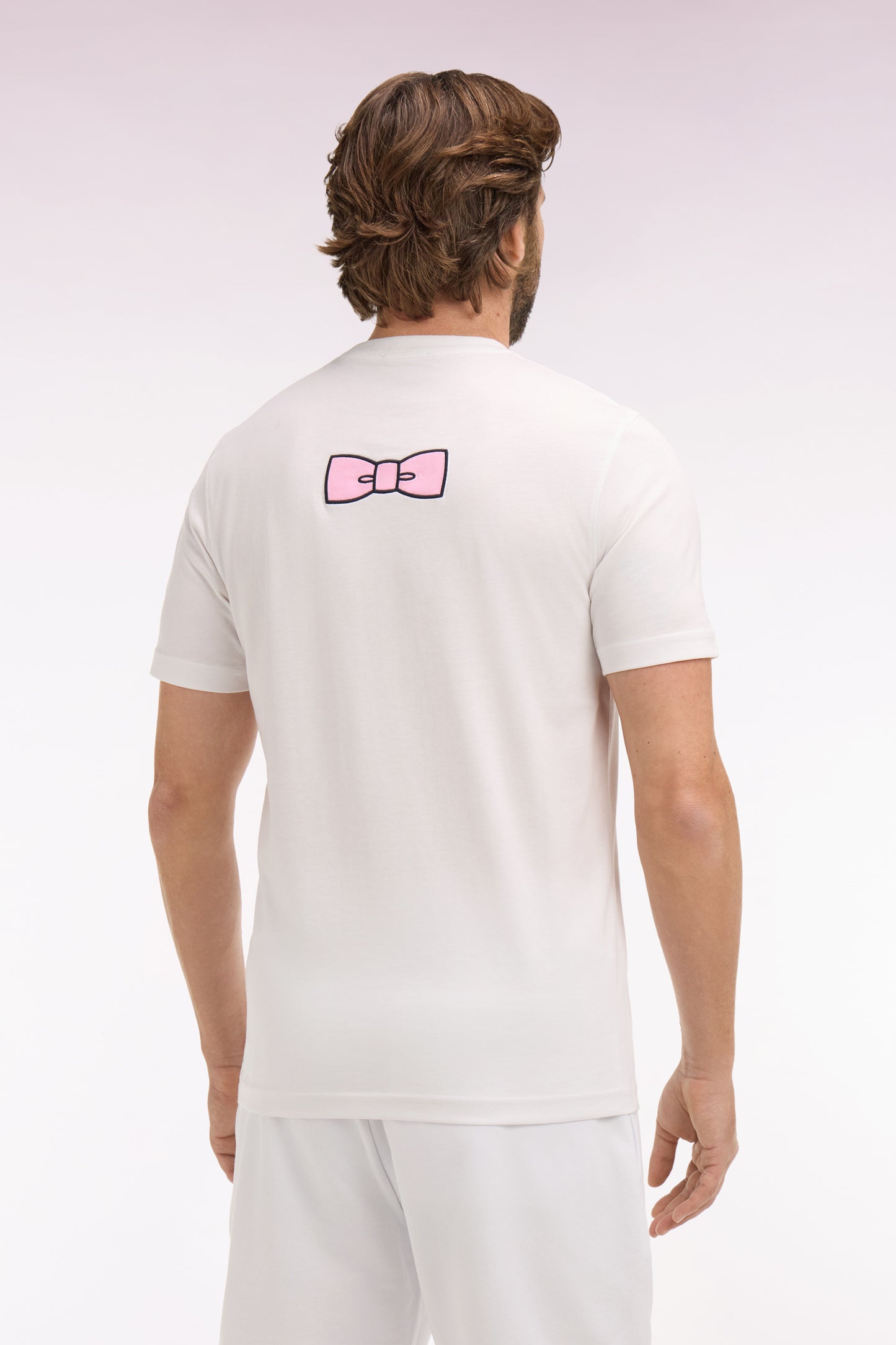 White Pima cotton short-sleeved T-shirt with regular fit embroidery