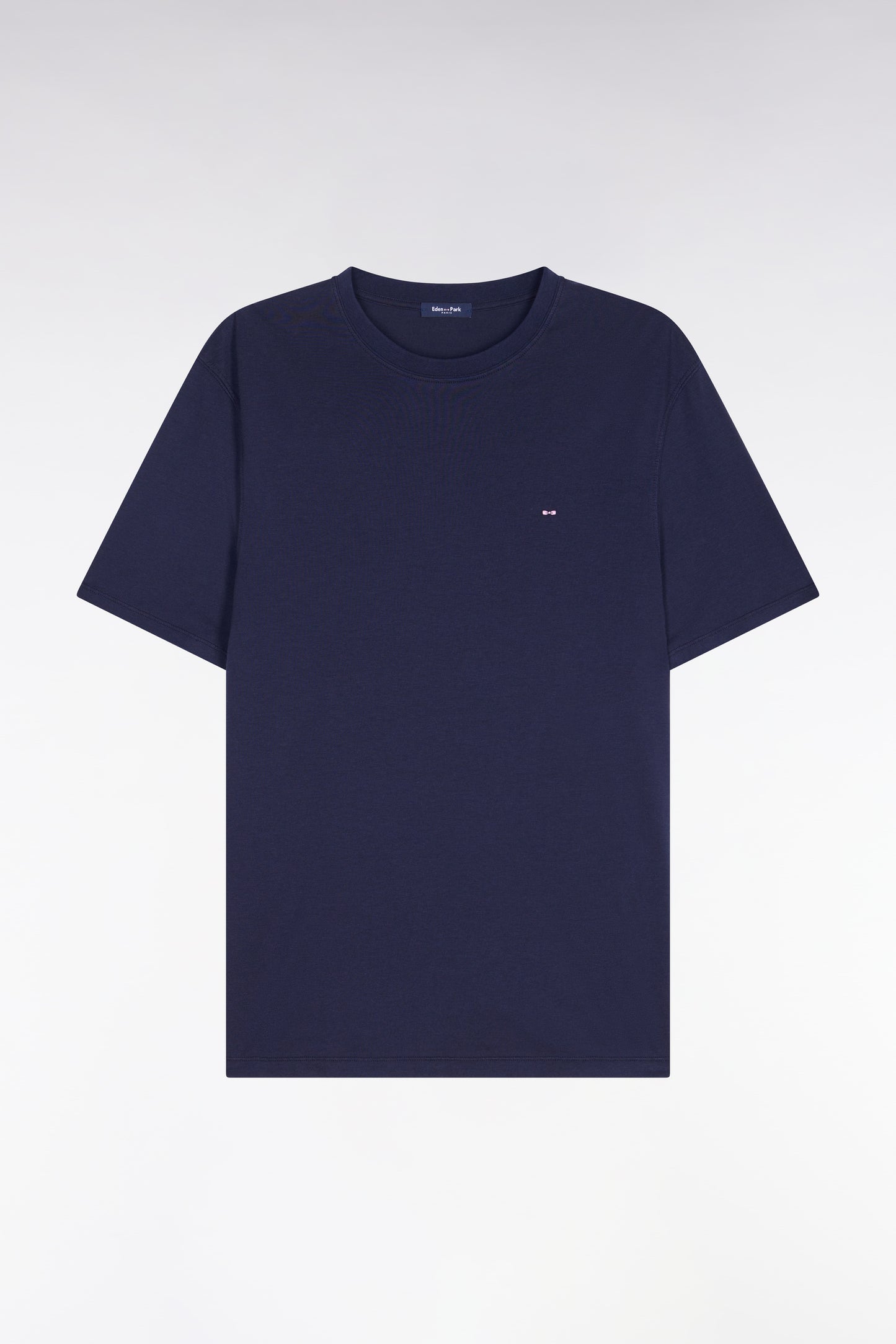 T-shirt à manches courtes en lyocell et coton marine coupe regular