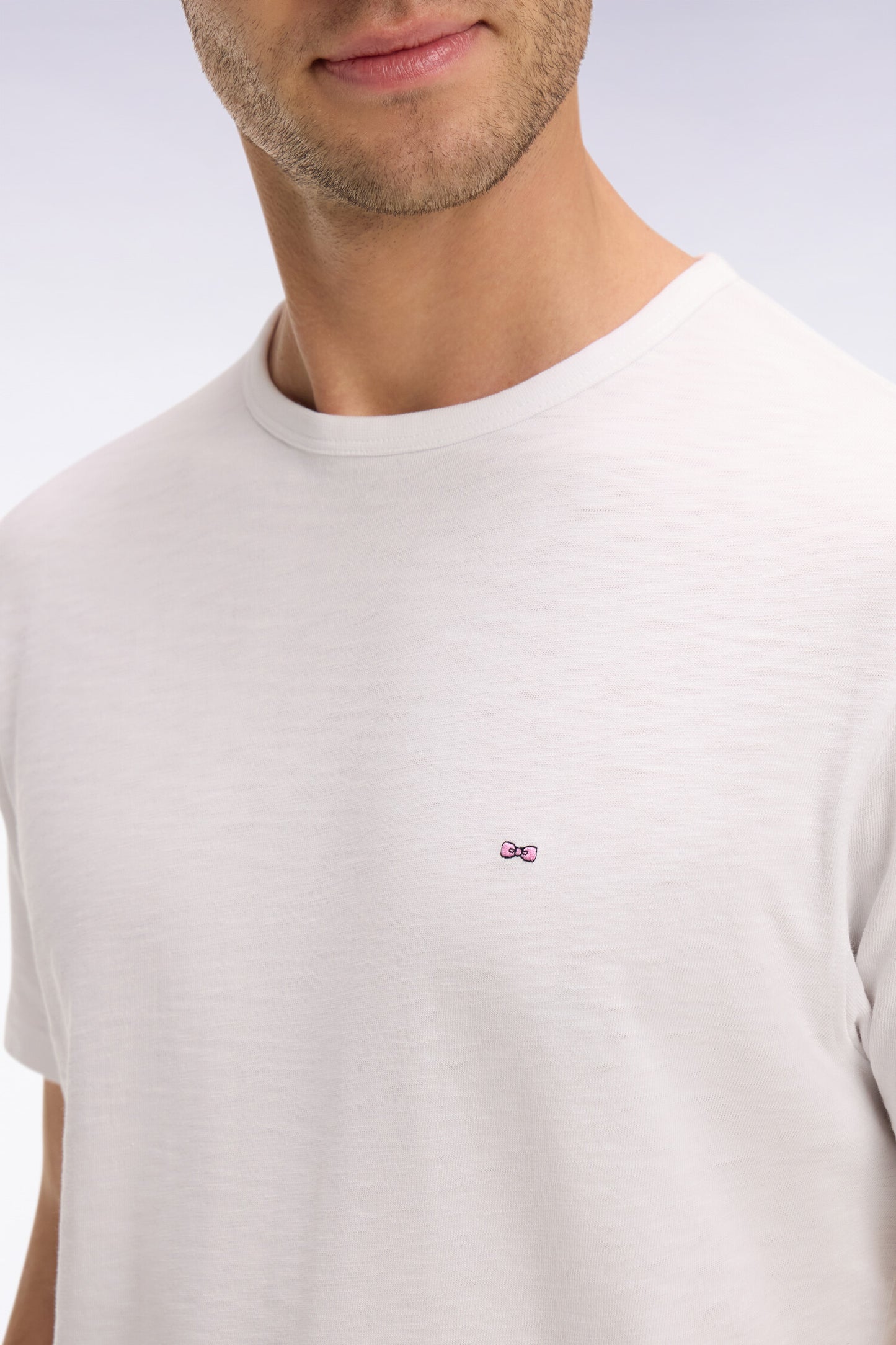 Short-sleeved regular-fit white slub cotton jersey T-shirt