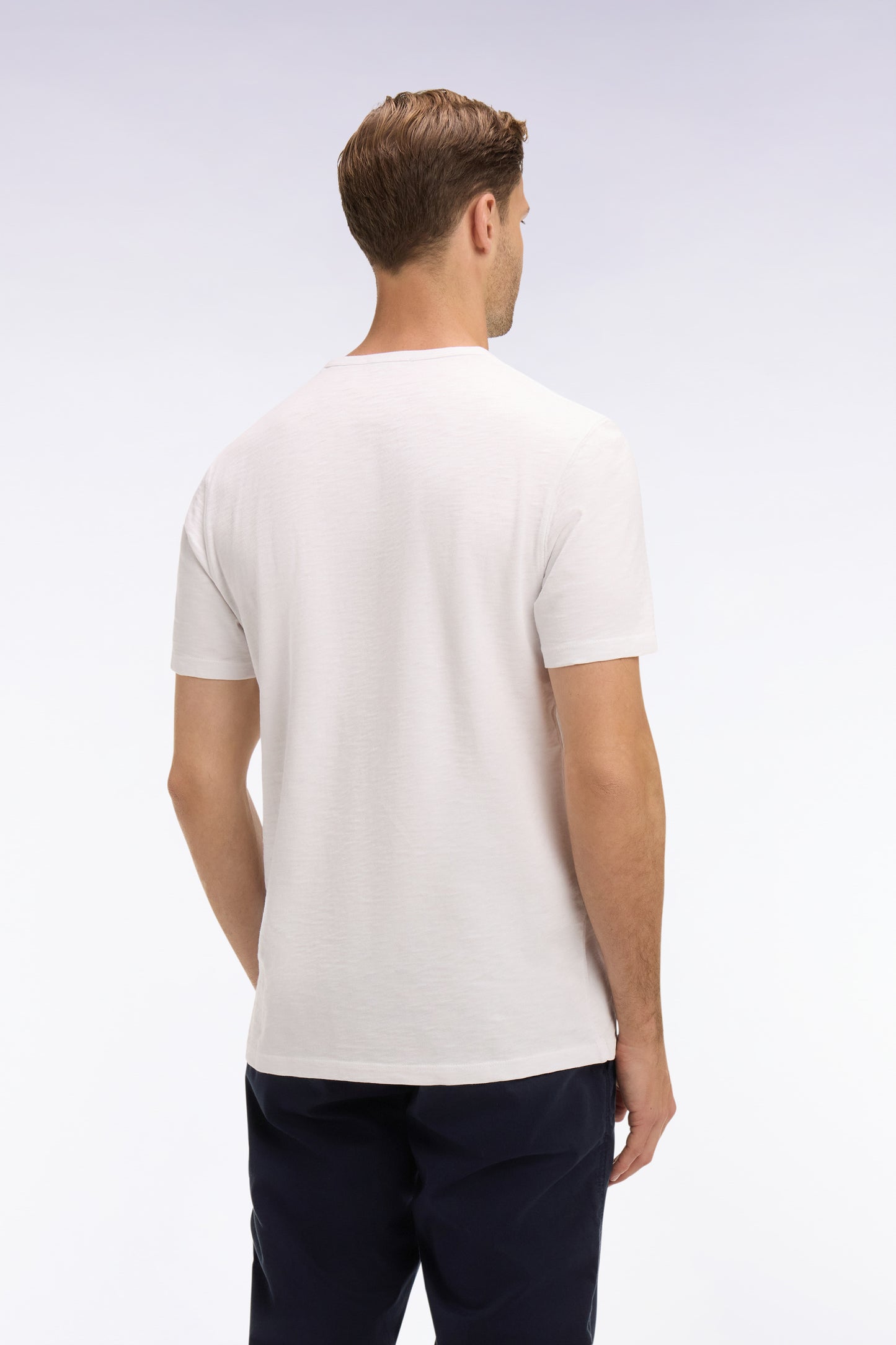 Short-sleeved regular-fit white slub cotton jersey T-shirt