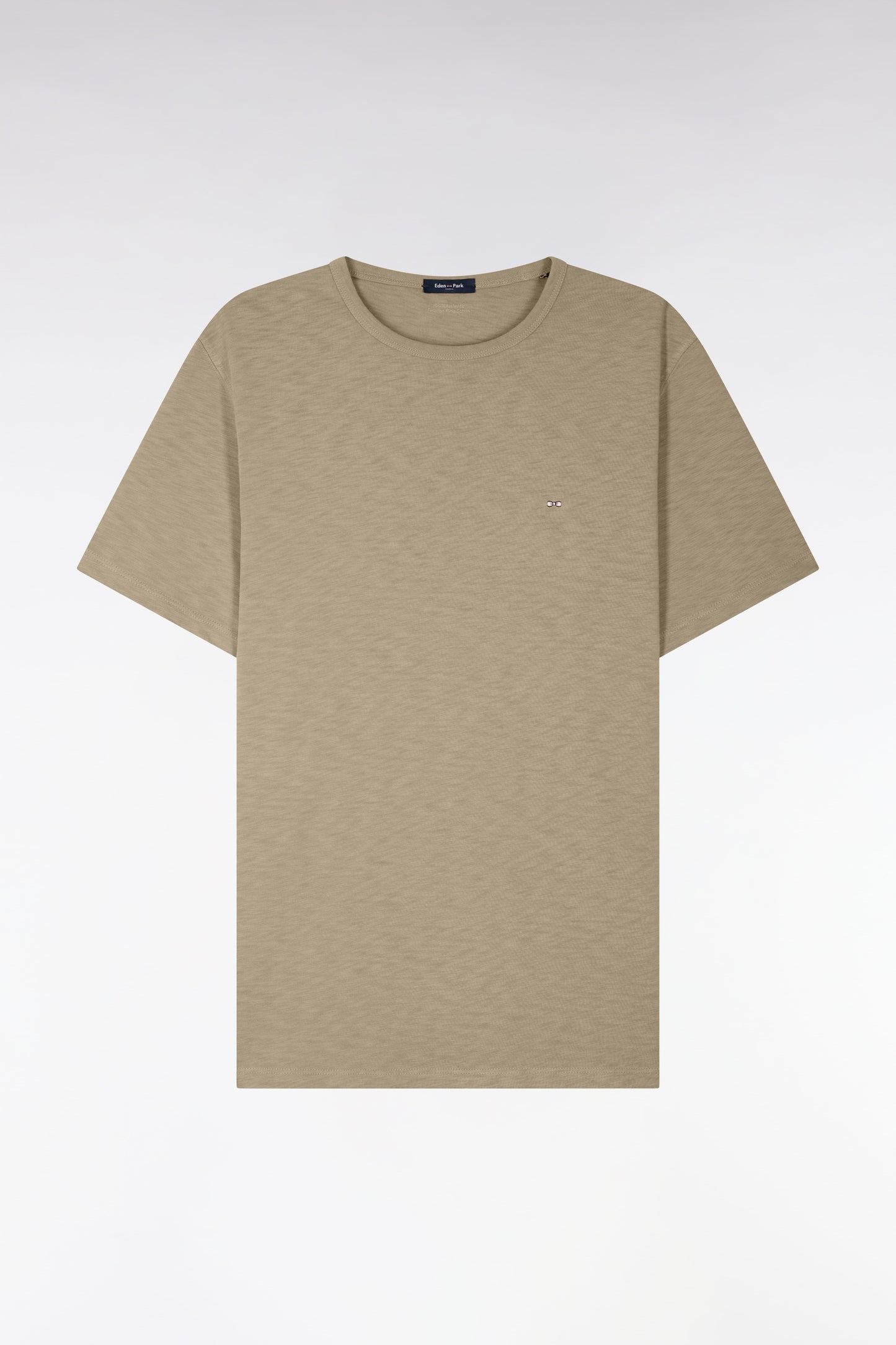 Short-sleeved regular-fit khaki slub cotton jersey T-shirt