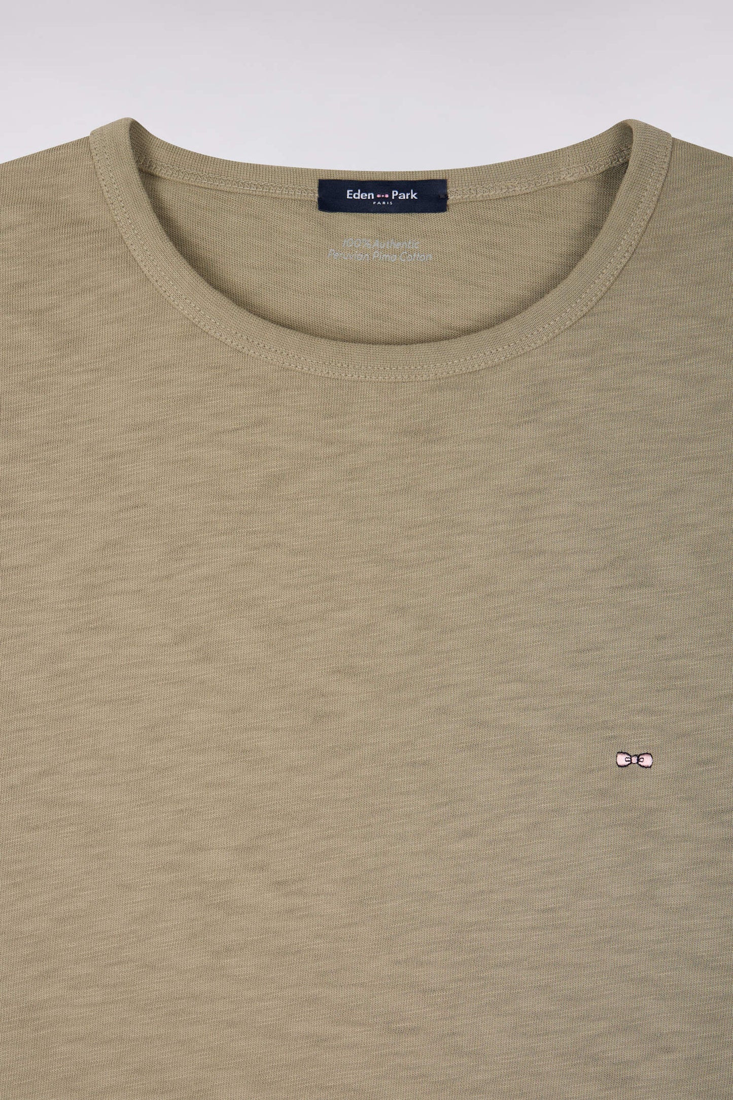Short-sleeved regular-fit khaki slub cotton jersey T-shirt