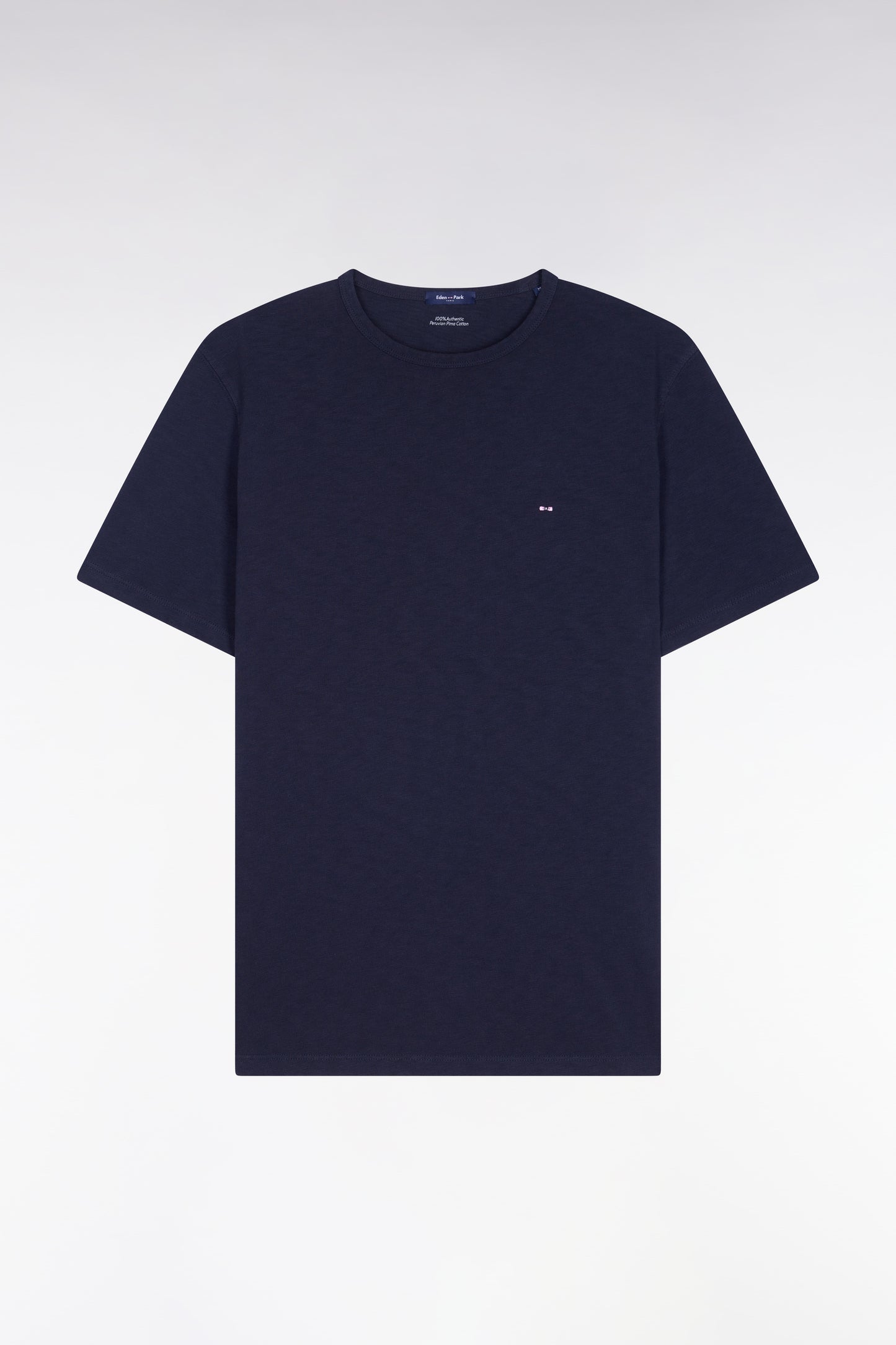 Short-sleeved T-shirt in regular-fit navy slub cotton jersey