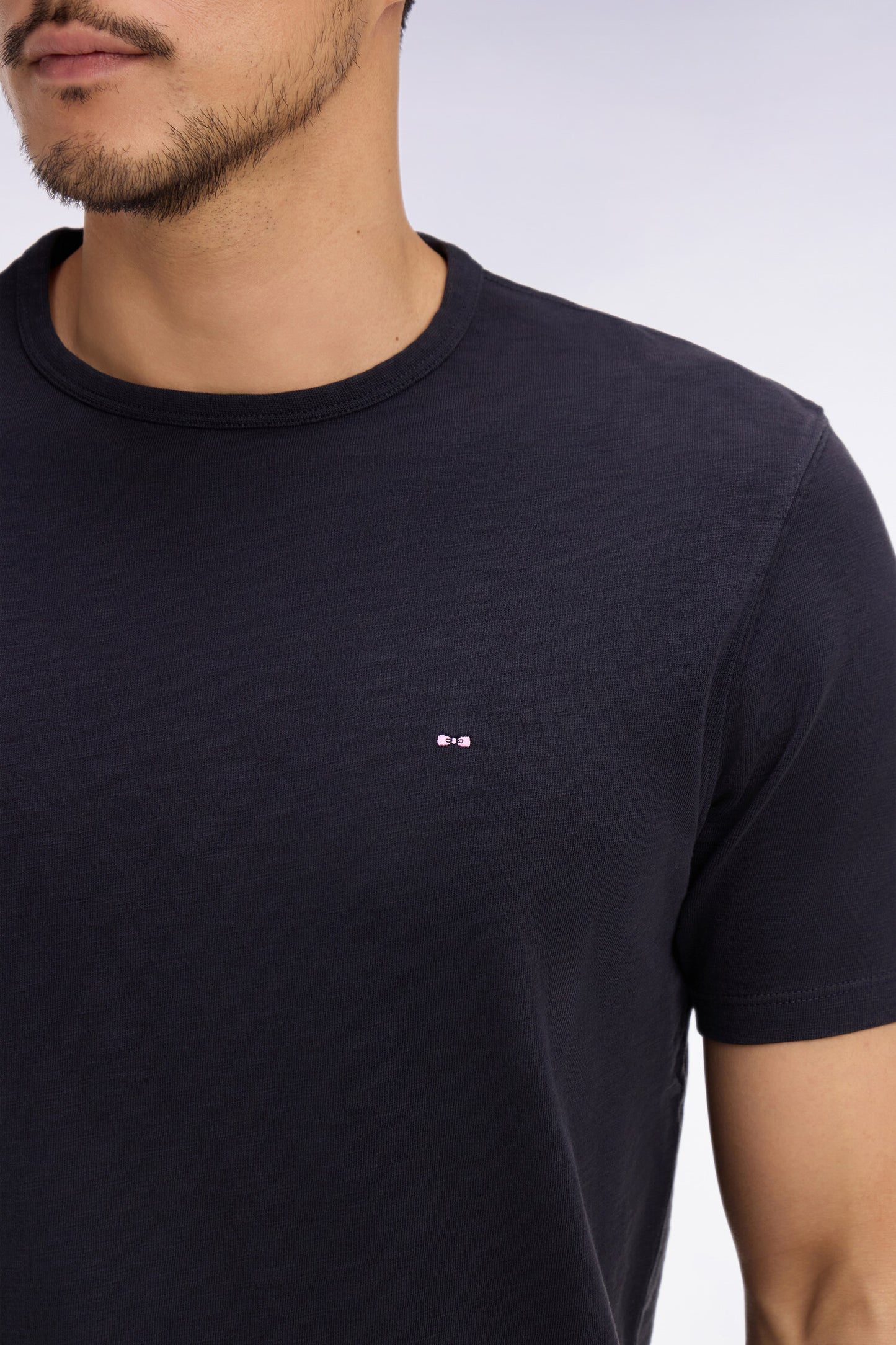 Short-sleeved T-shirt in regular-fit navy slub cotton jersey