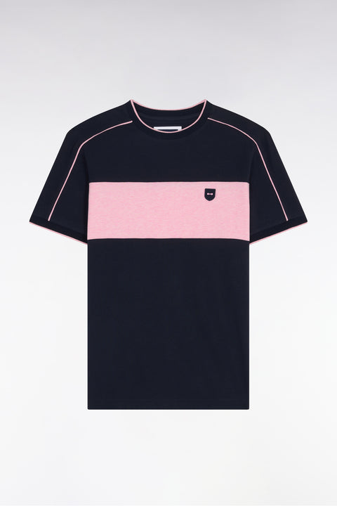 T-shirt à manches courtes en coton stretch marine à découpes coupe slim - Image 2