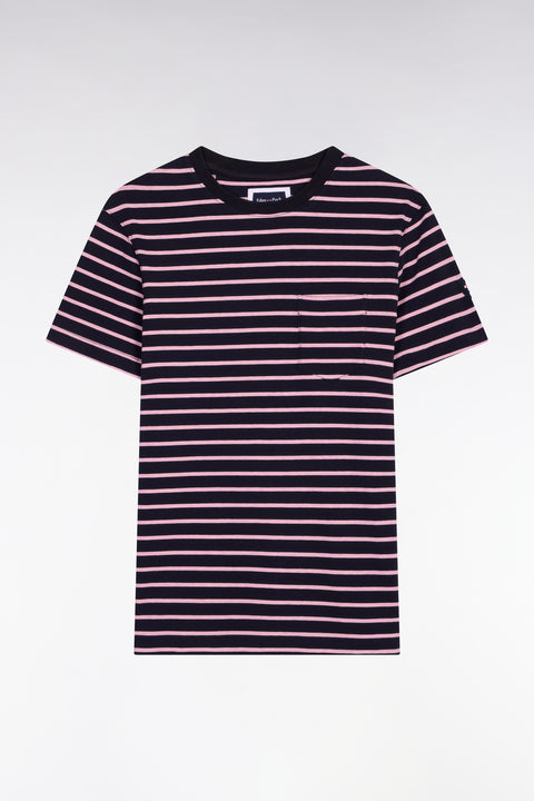T-shirt à manches courtes en coton stretch rayé marine coupe slim - Image 2