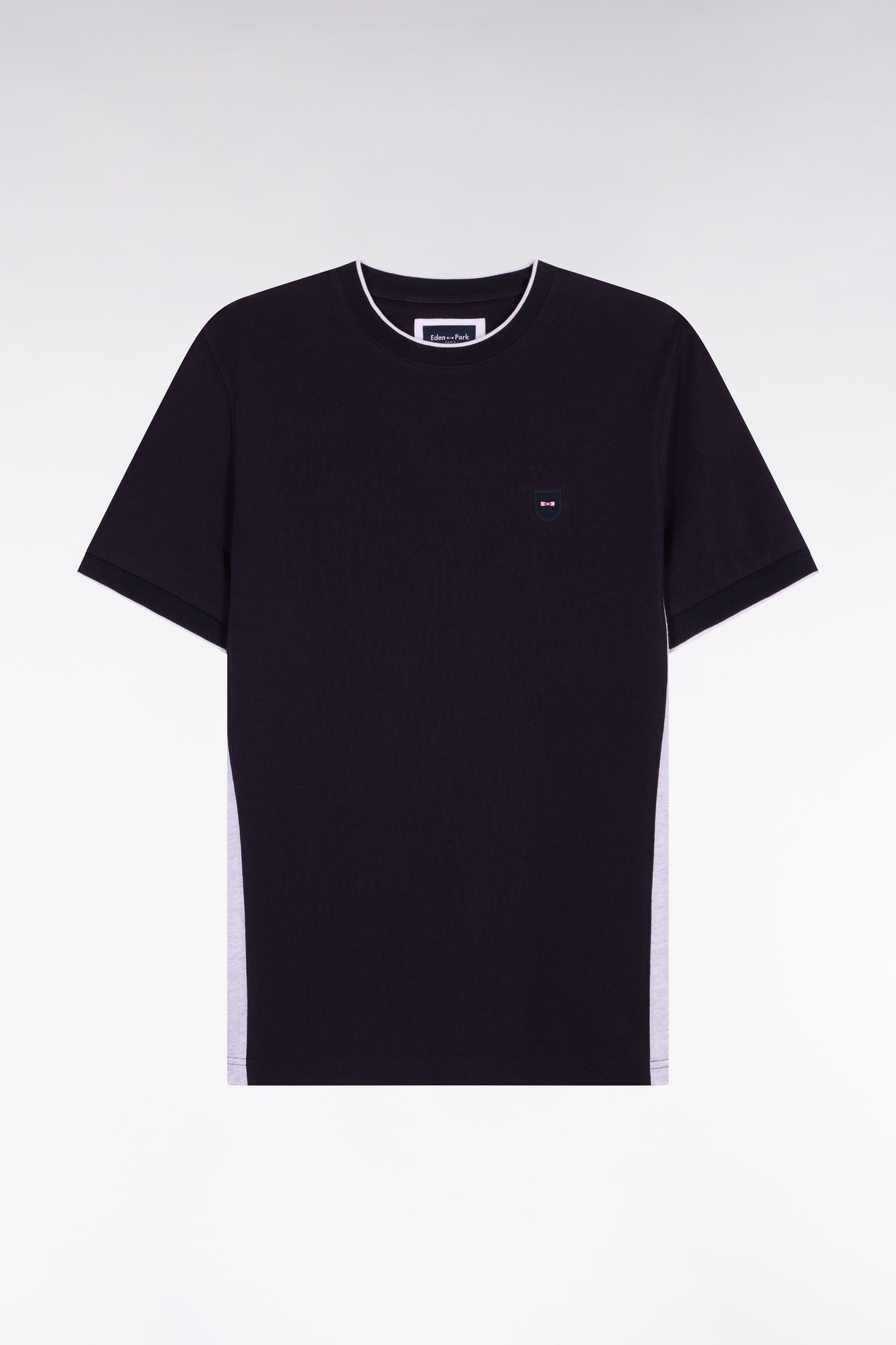 Short-sleeved black stretch cotton cut-out slim-fit T-shirt