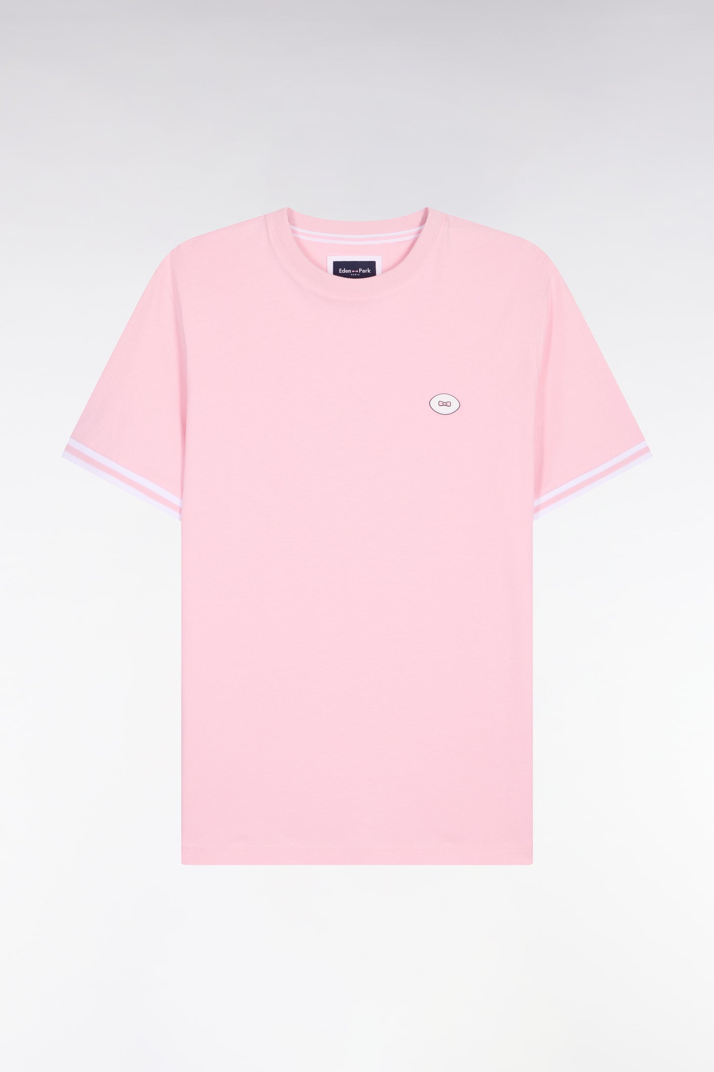 Short-sleeved regular-fit pink cotton T-shirt