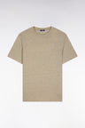 T-shirt à manches courtes en coton et lin grège coupe regular