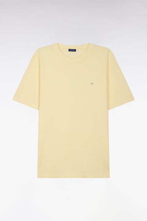 T-shirt à manches courtes en coton et lin jaune coupe regular - Image 2