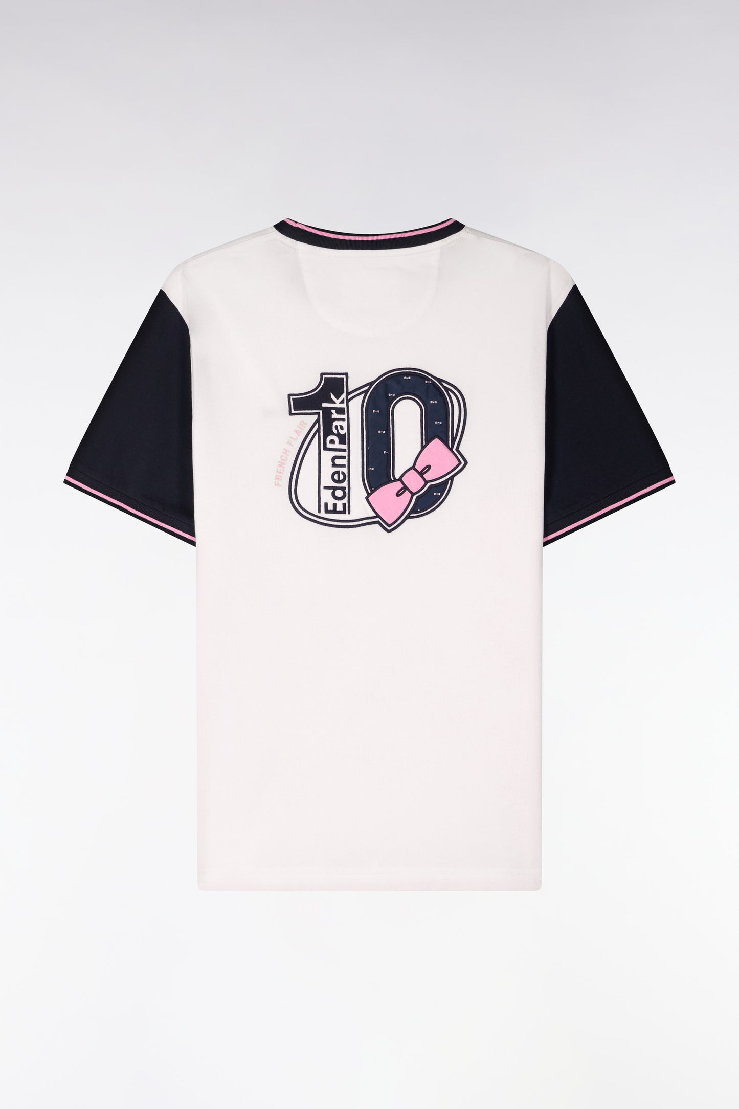 T-shirt à manches courtes en coton blanc manches marine coupe regular