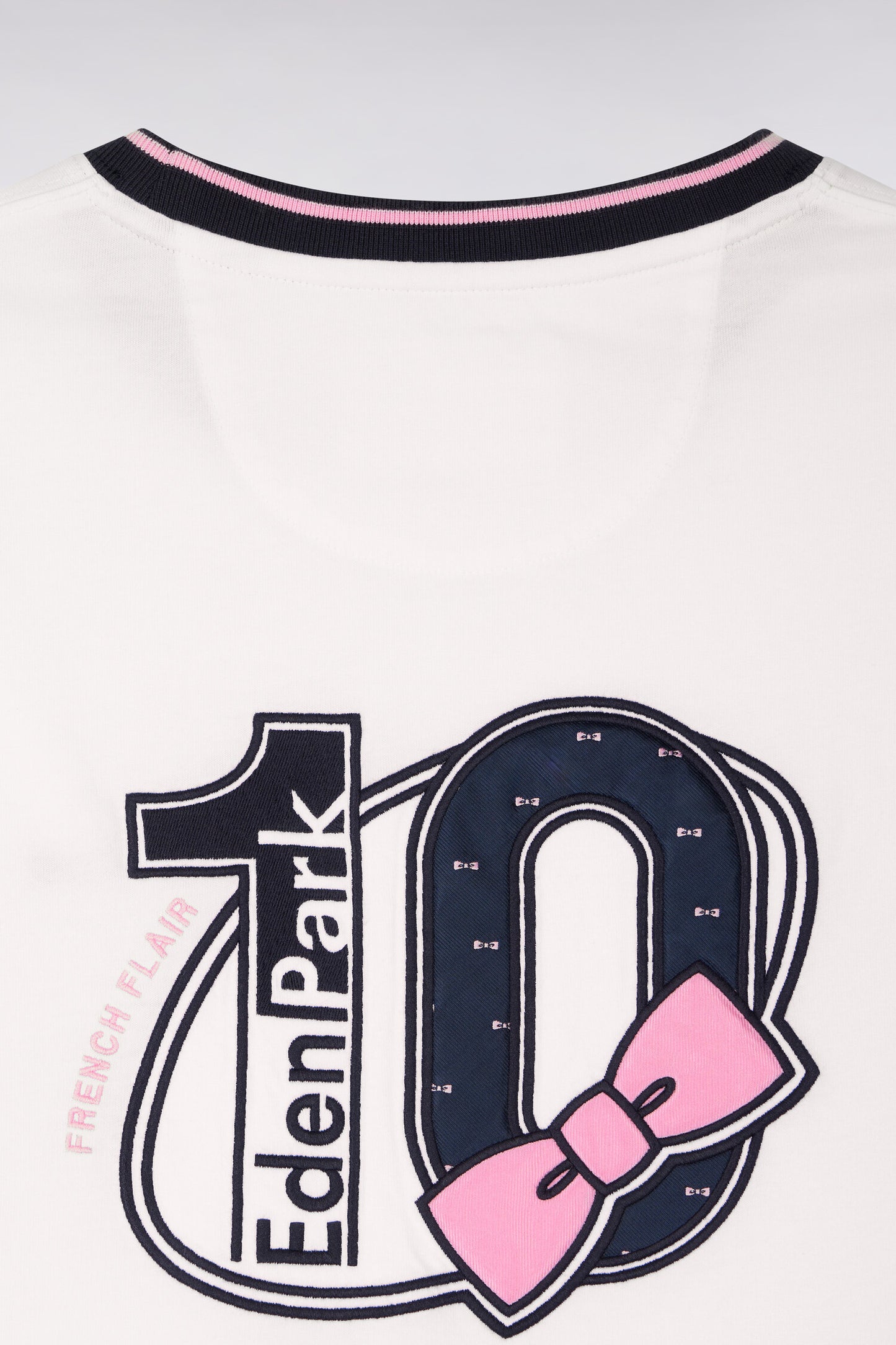 T-shirt à manches courtes en coton blanc manches marine coupe regular