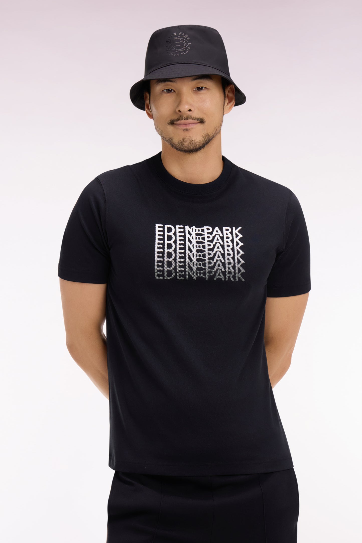 Regular fit ecru screen-printed short-sleeved T-shirt