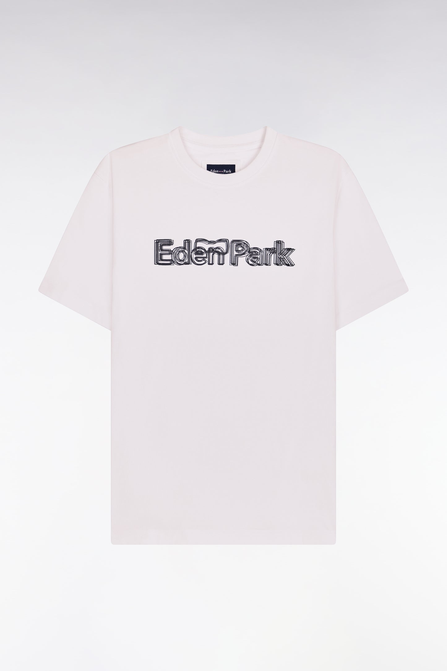 T-shirt à manches courtes en coton blanc sérigraphié coupe regular