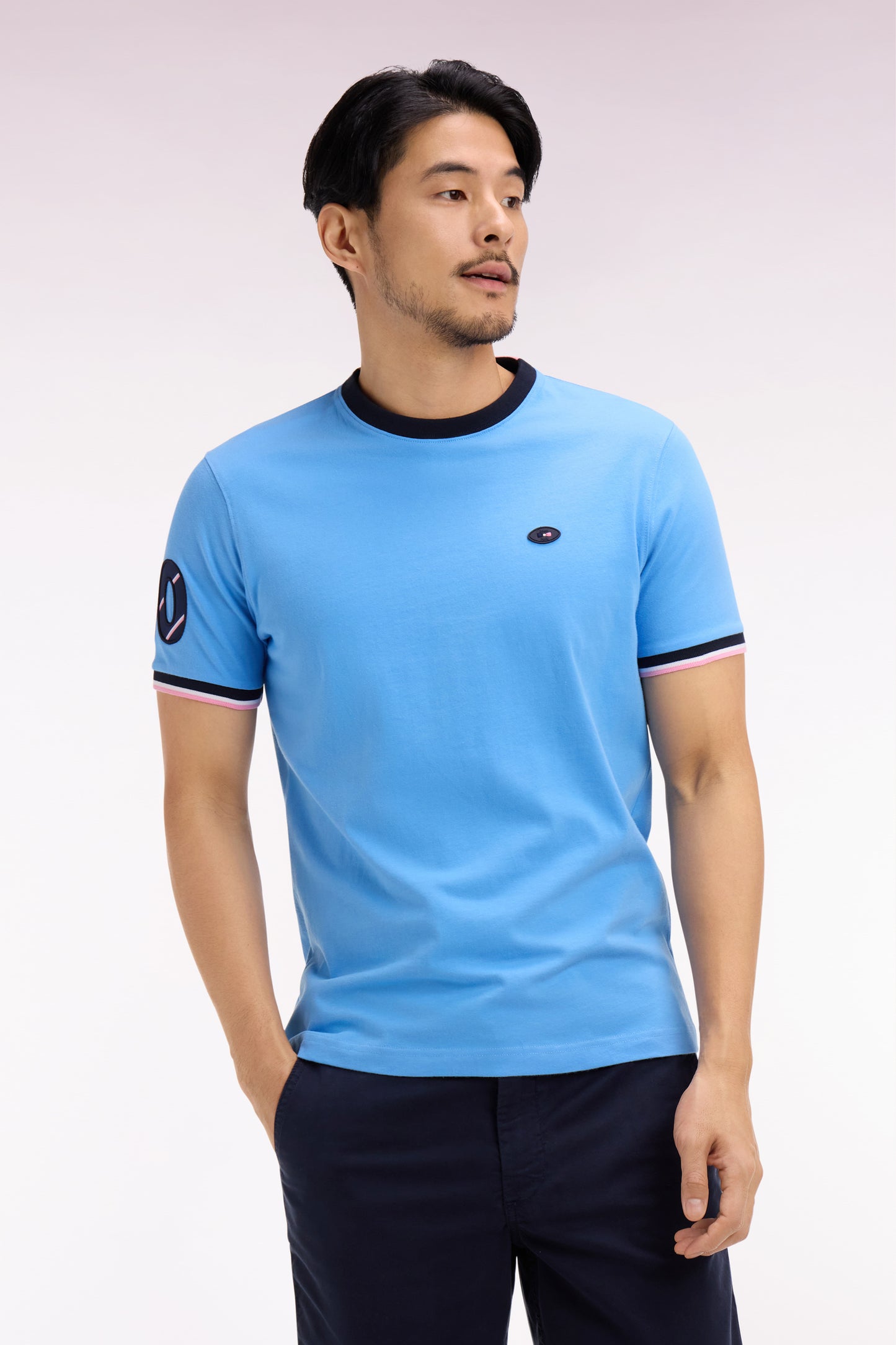 XV de France short-sleeved T-shirt in blue cotton, regular fit